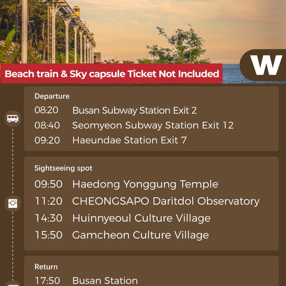 [Busan] Busan One-Day Tour (Haeundae Blue Line Park/Gamcheon Culture Village/Cheongsapo/Yonggungsa Temple)