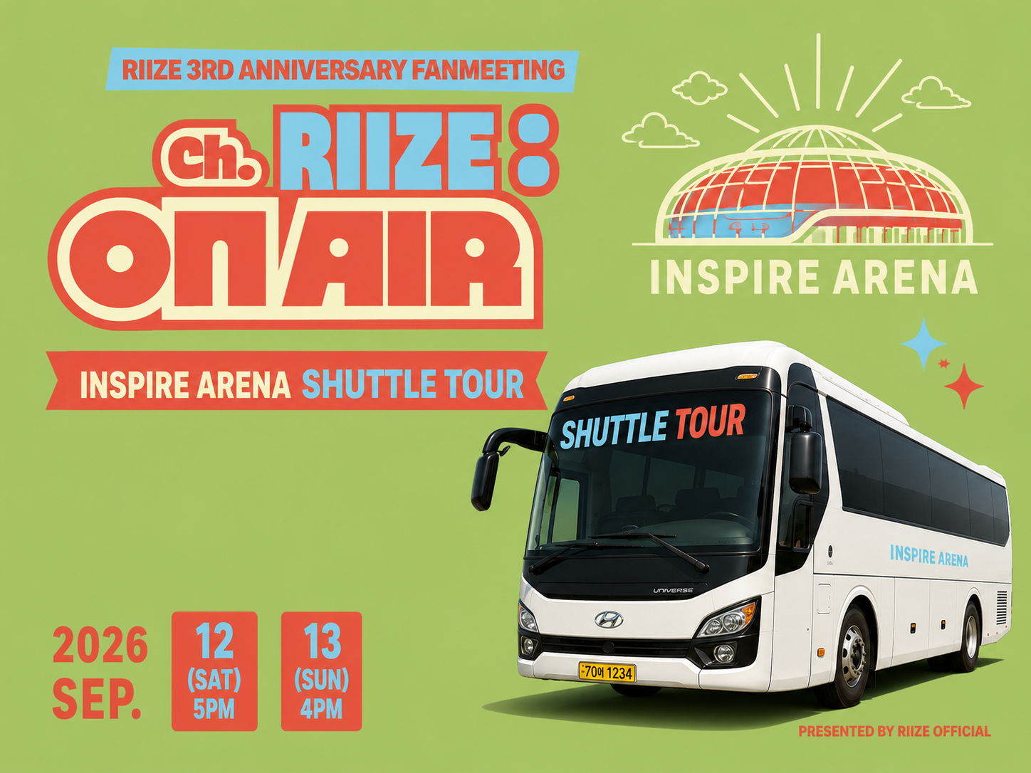 [RIIZE] FANMEETING ‘ Ch. RIIZE : ON AIR’ : 仁川 Inspire Arena 至首尔往返/单程，仁川机场. KPOP接驳巴士之旅 