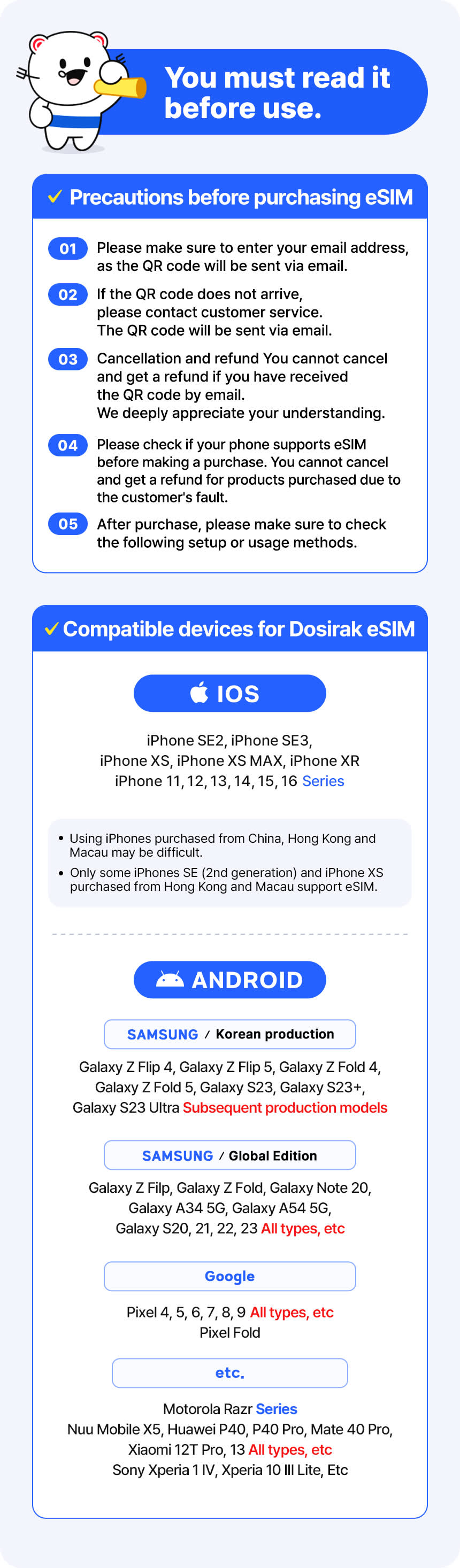 [50% discount event] Korean data unlimited Dosirak eSIM (KT/SKT official)