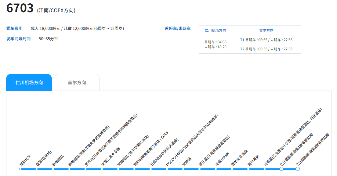 仁川机场 ↔ 首尔 K-Limousine 机场巴士（单程）