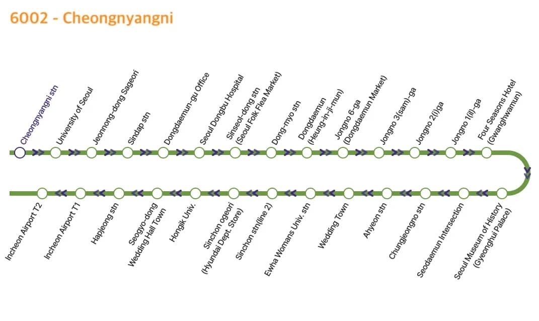 仁川机场豪华机场巴士车票（仁川机场T1 ↔ 首尔市区）（单程）