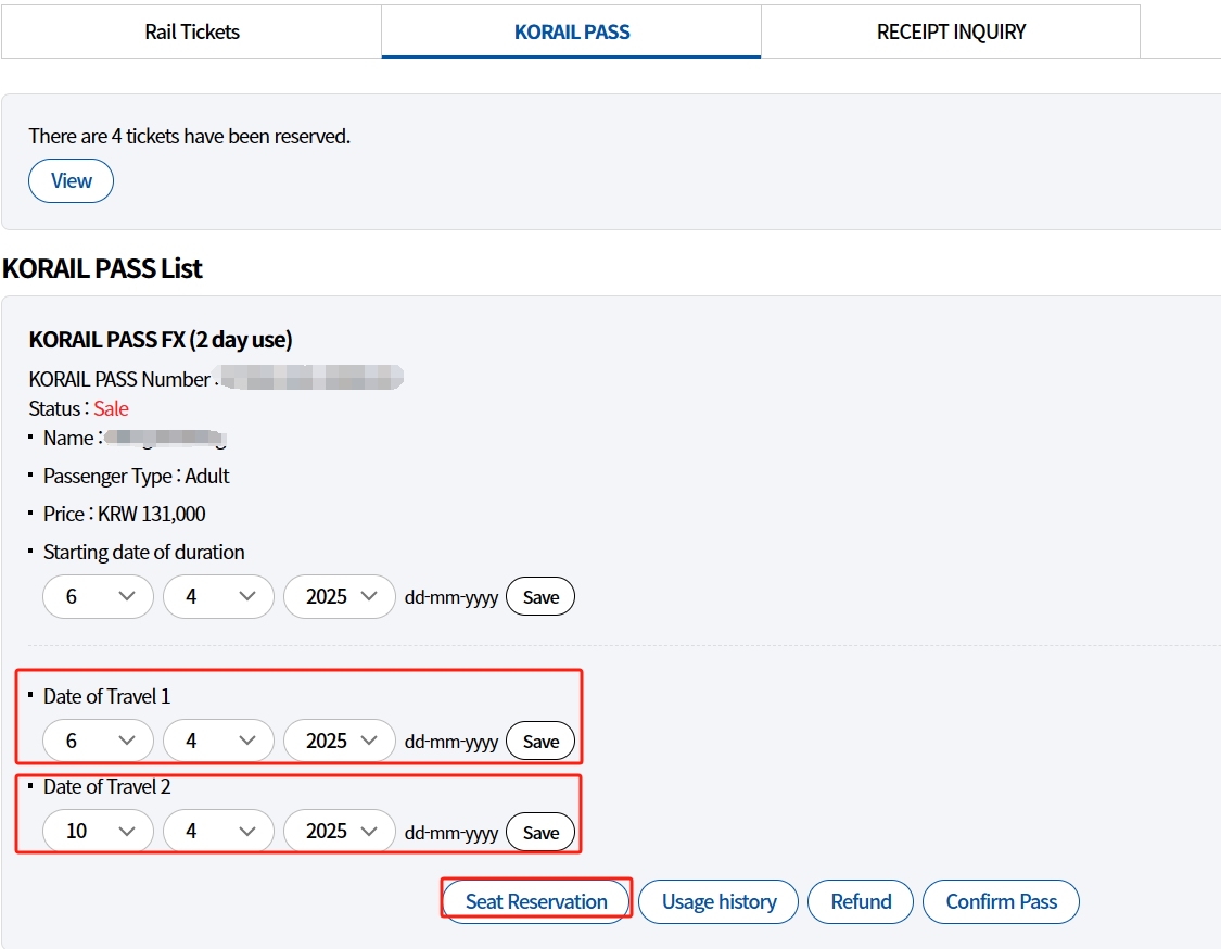 [KORAIL PASS] Korea KORAIL Pass Group(2~5) - KTX Unlimited Boarding Pass (2/3/4/5days)