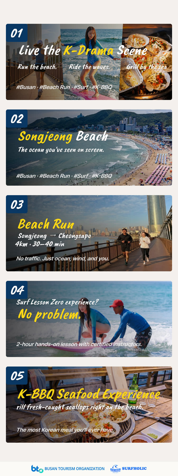 [BUSAN] Beach Run & Surf & K-BBQ | K-Culture at Songjeong, SURFHOLIC