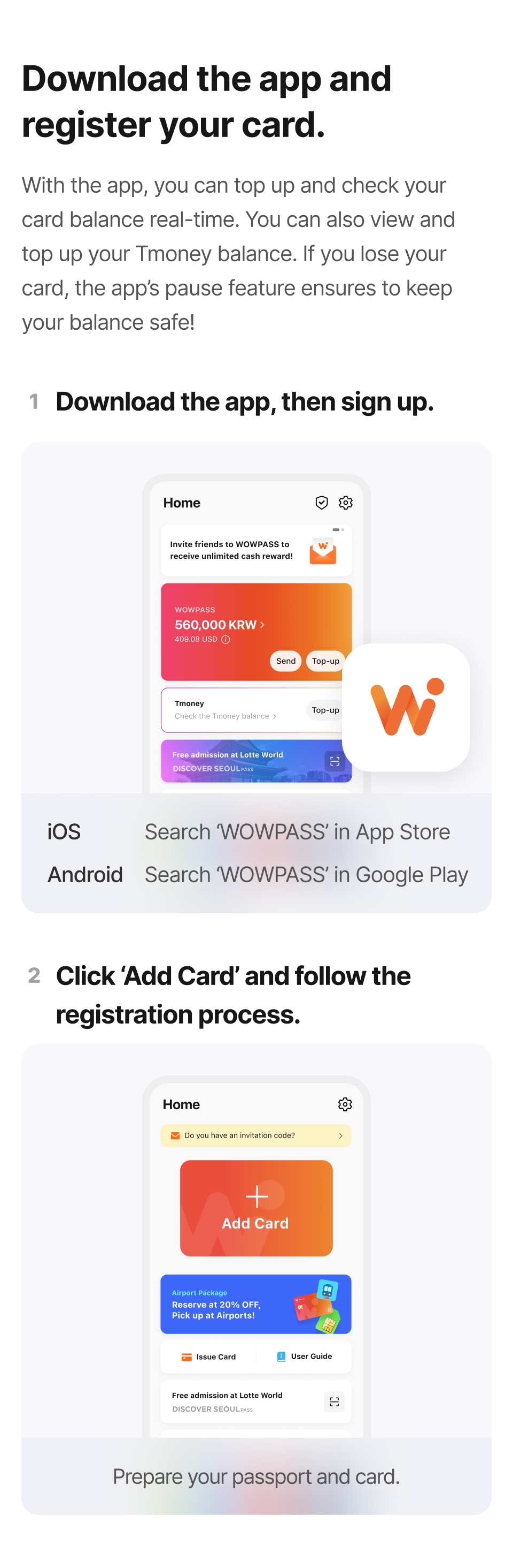 WOWPASS: Prepaid Card for Cashless Payment in Korea