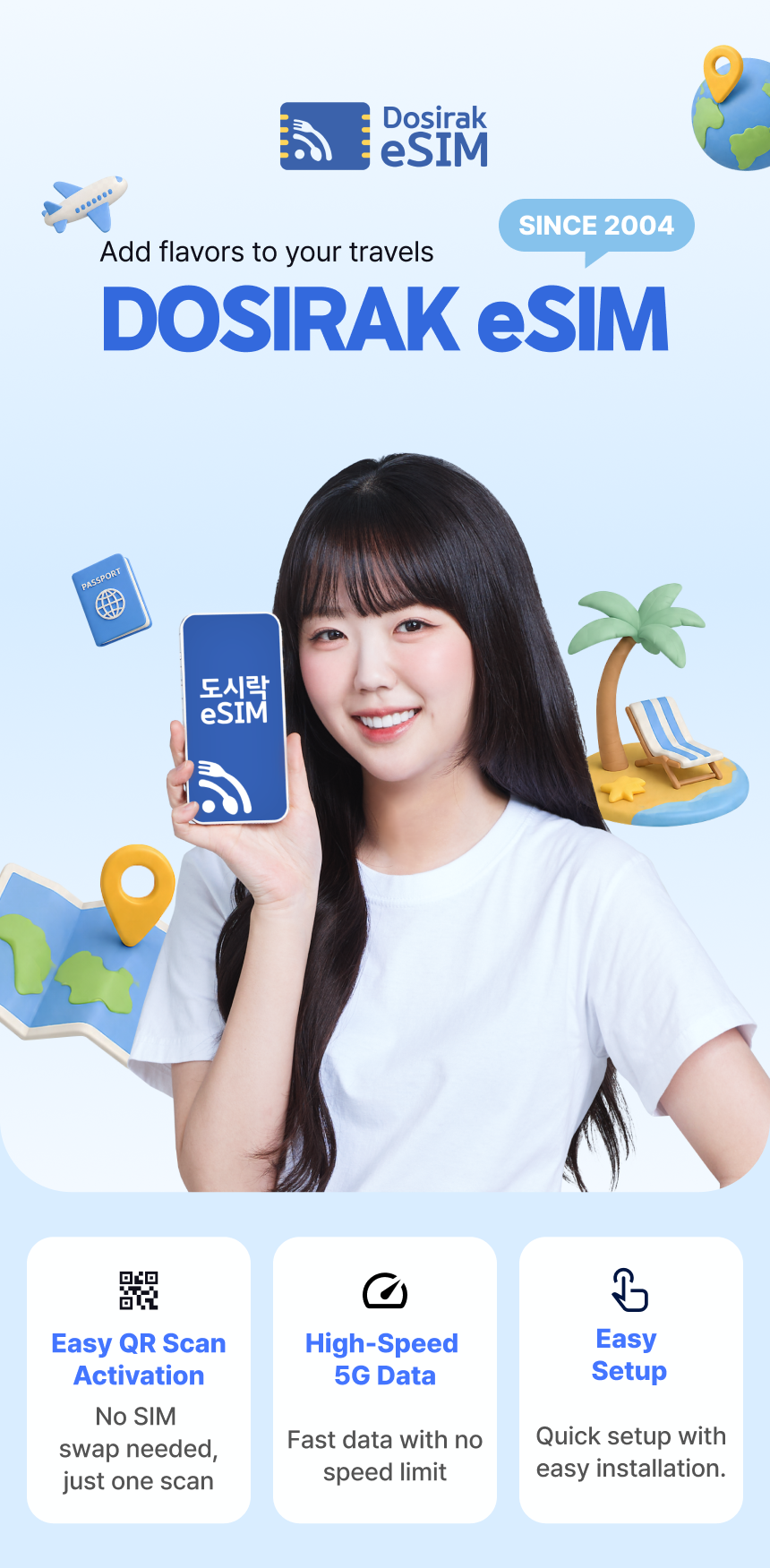 [eSIM] 5G Unlimited Data Dosirak eSIM (SKT/LGU+ official)