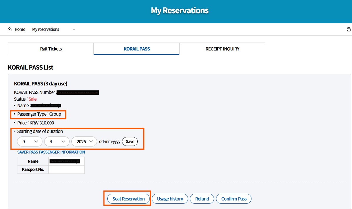 [KORAIL PASS] Korea KORAIL Pass Group(2~5) - KTX Unlimited Boarding Pass (2/3/4/5days)