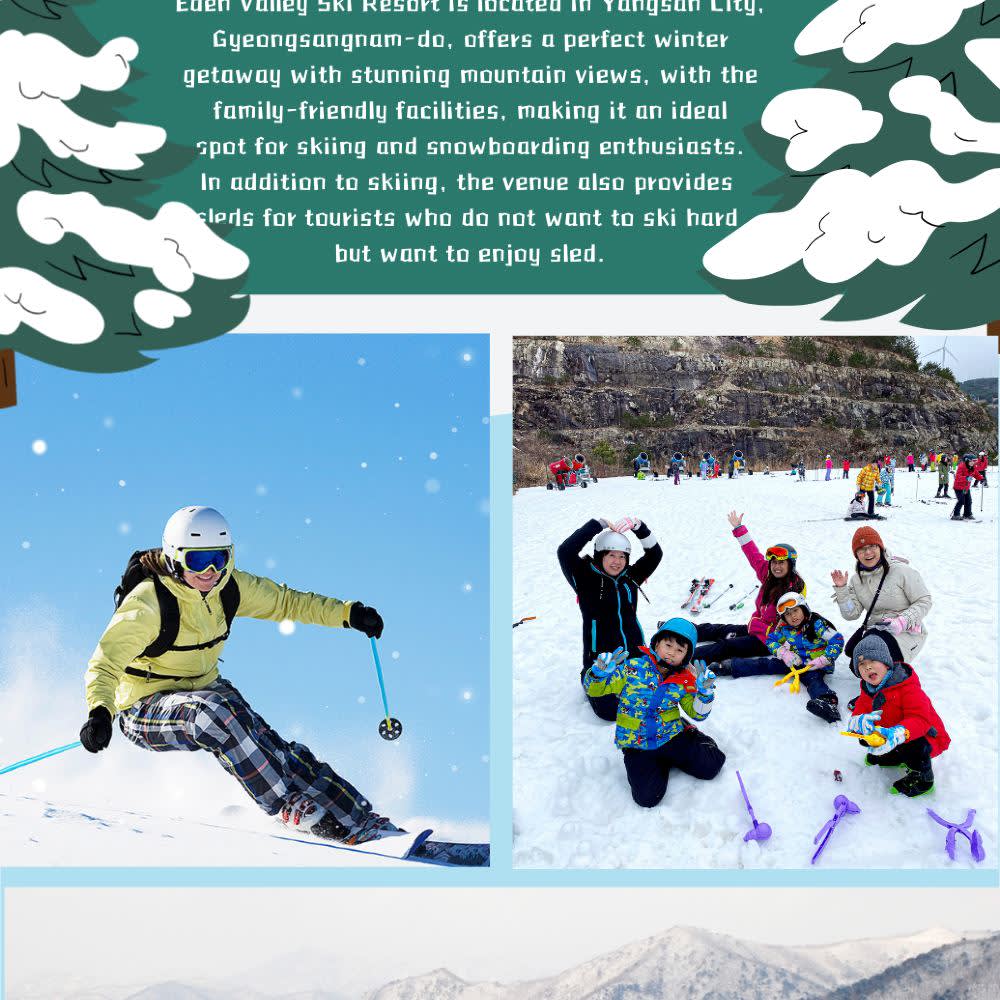 [From Busan] Eden Valley Winter Ski Day Tour (Basic Lesson and Clothes Rental)