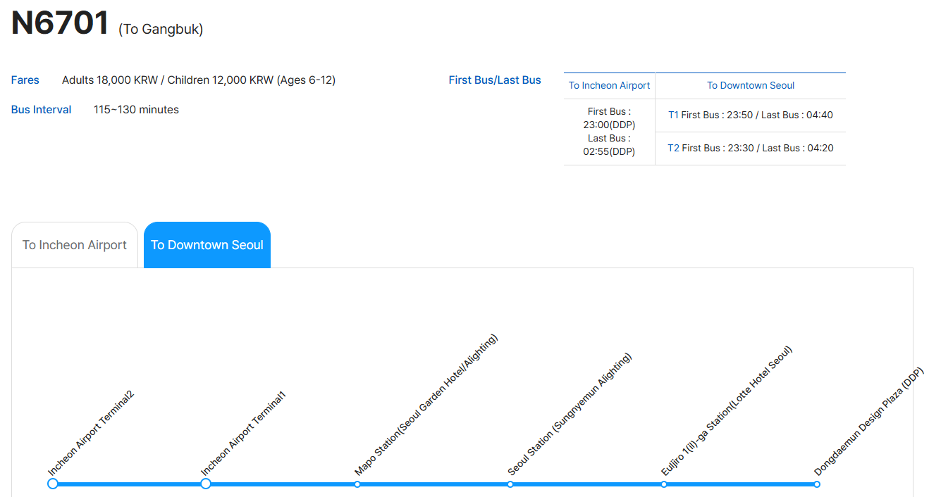 Incheon Airport ↔ Seoul Bus by K Limousine (One-way)