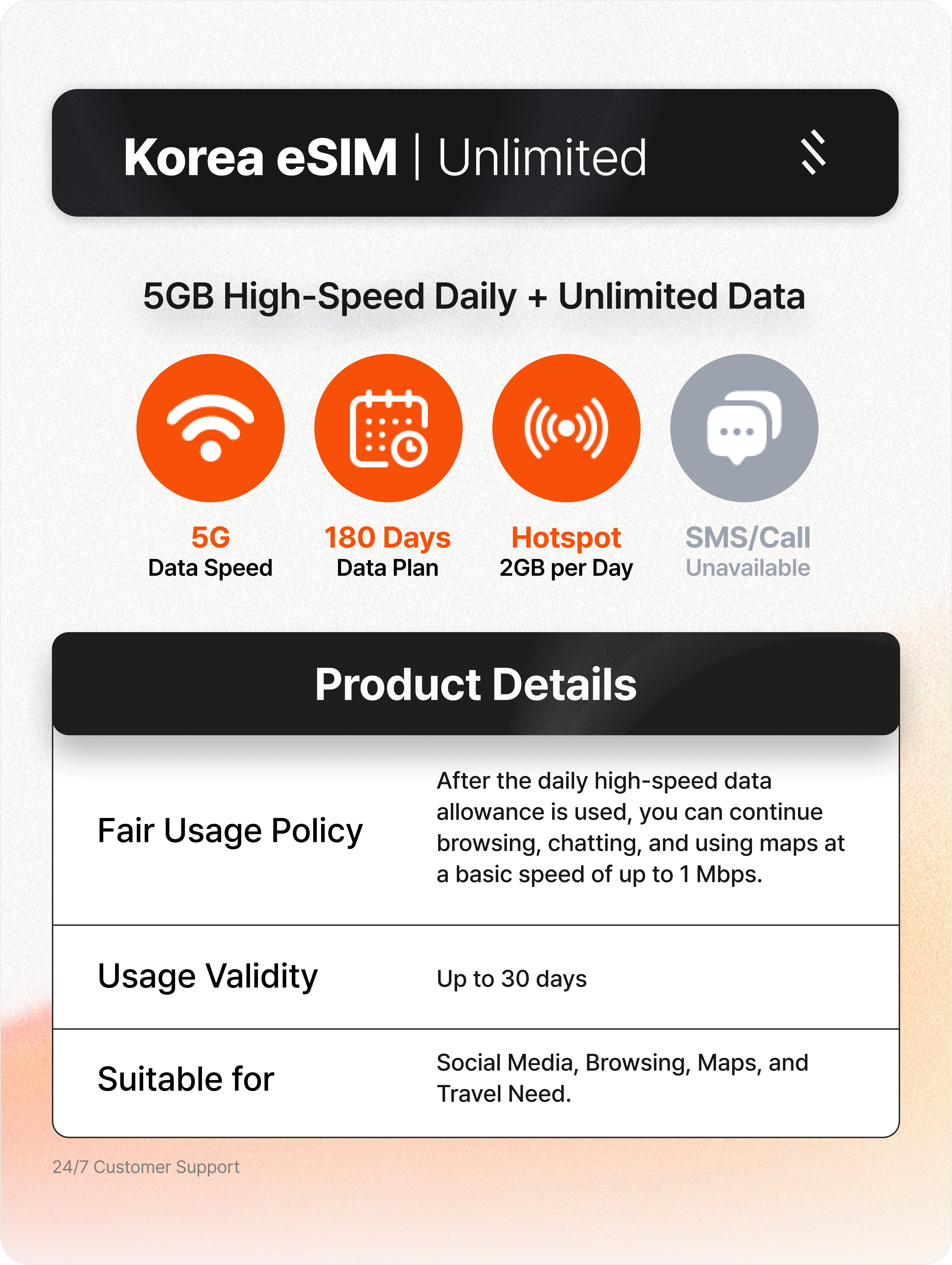 [Korea] 5G eSIM (Supports ChatGPT & Social Apps) [EMAIL DELIVERY] [Internet Data Plan for Korea]