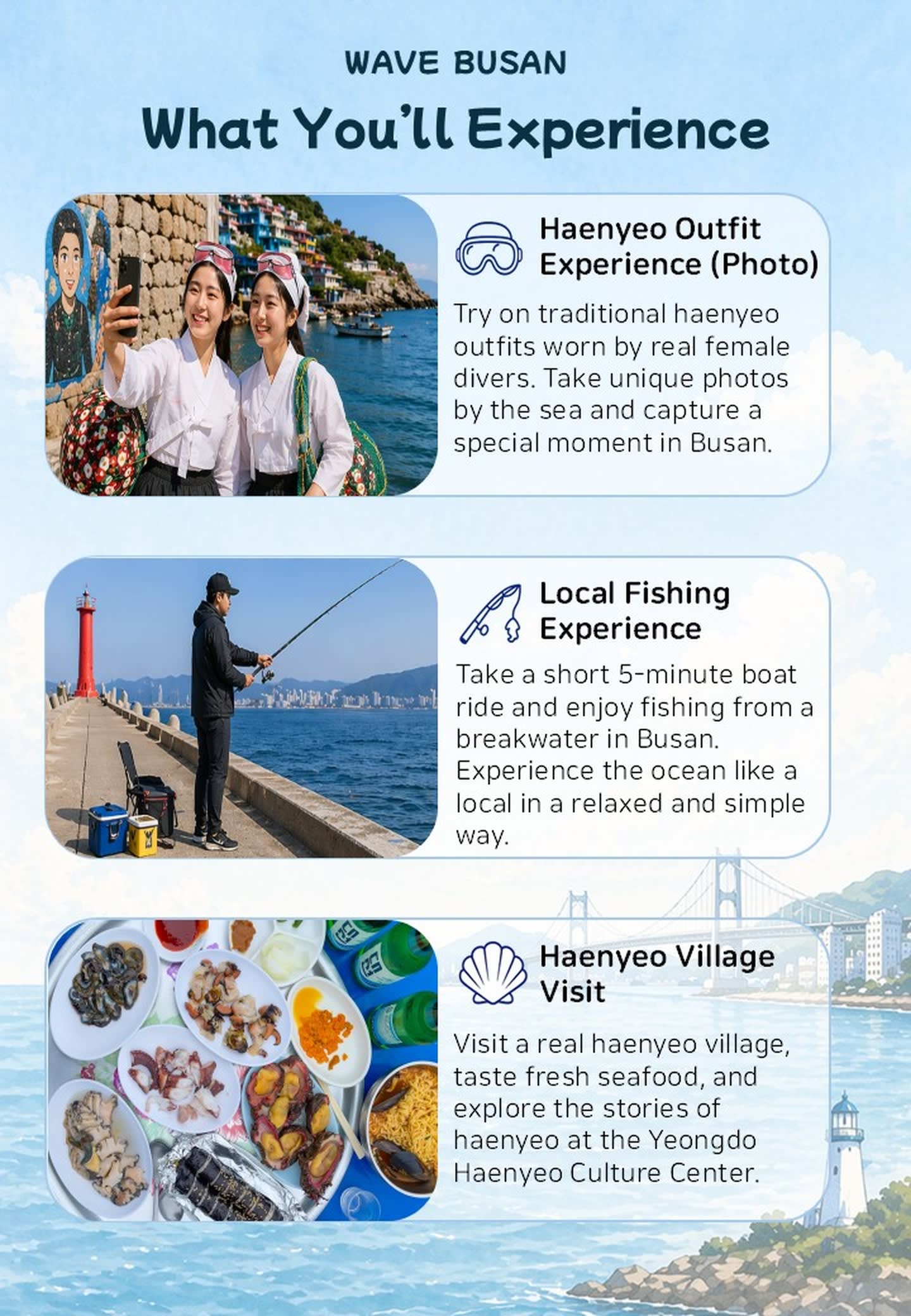 [Busan] Haenyeo Outfit or Fishing with Haenyeo Village Visit